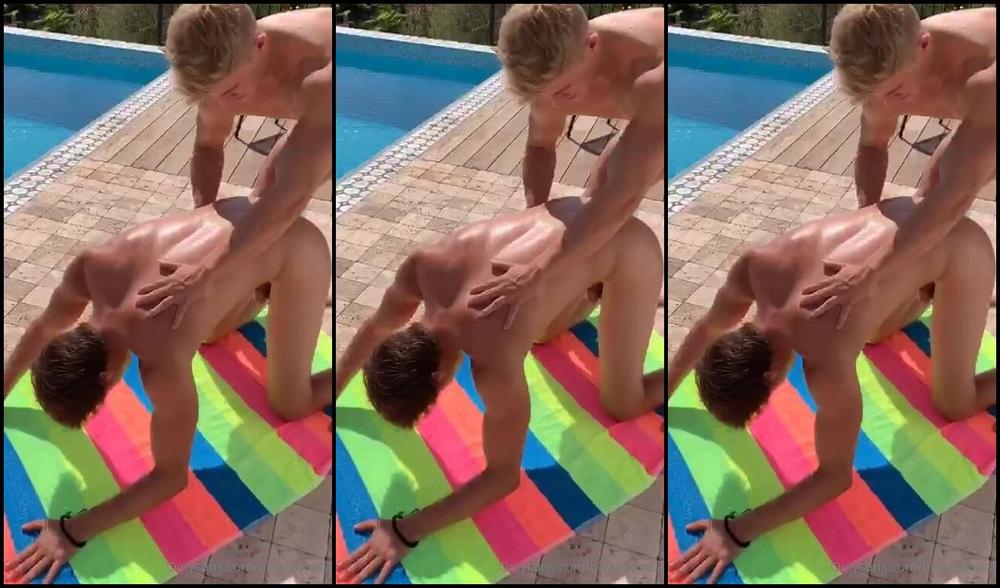 Blondiepaul Check How Naughty Boys Having Fun With Beer And Good Mood At The Pool Making Some Exercis