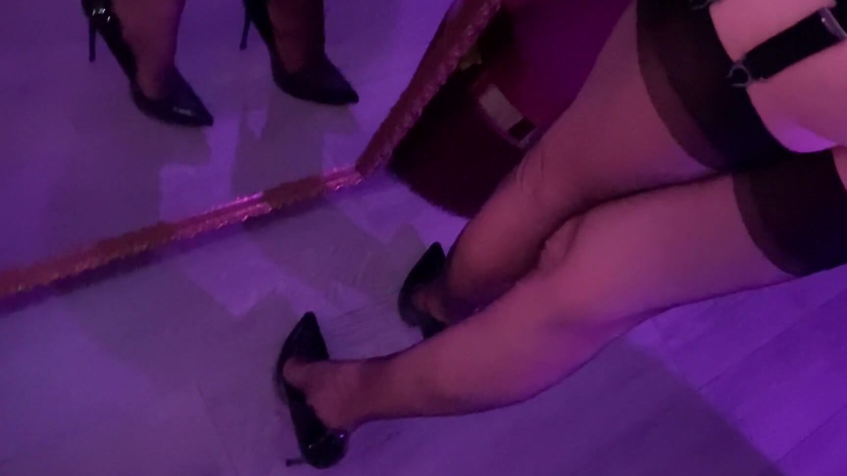 Fucked Her Standing In A Body Corset With Garters And Black Nylon Stockings After A Juicy Blowjob Slowlytease