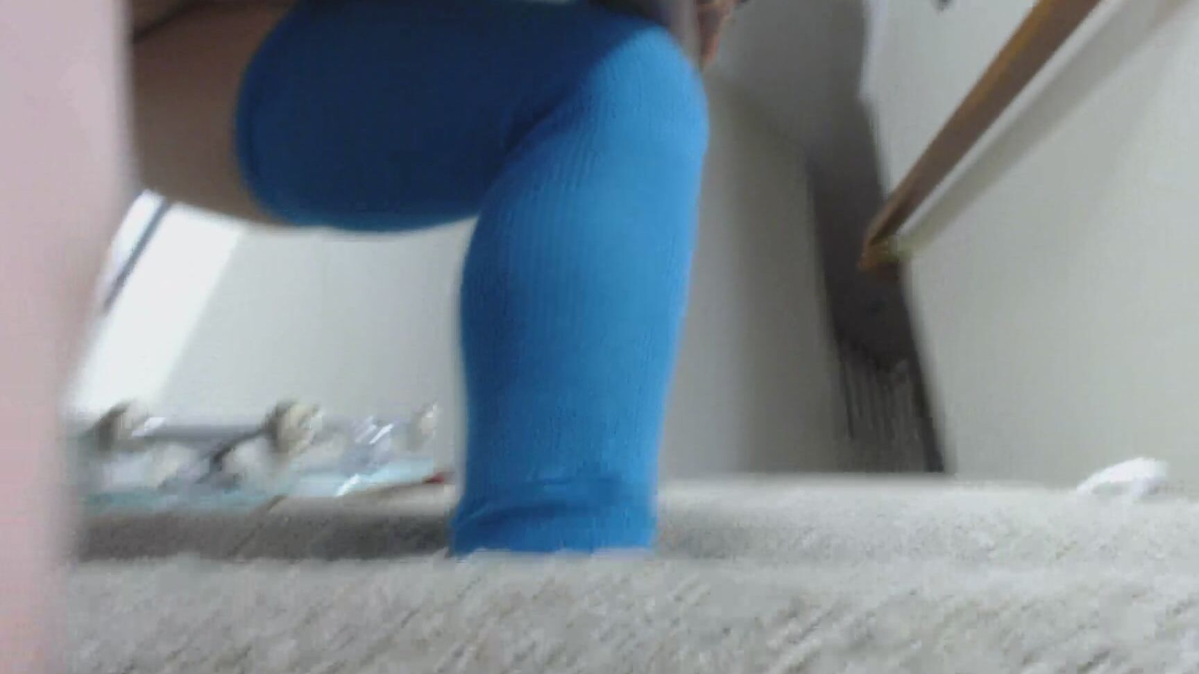 Goddess Green Eyed Nude Legwarmers Booty Shake On Stairs