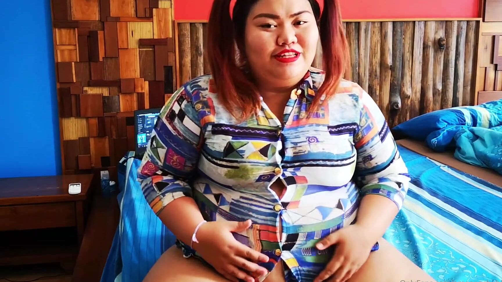 Ameenachubbycutie Throw Back This Button Popping Shirt Breaking