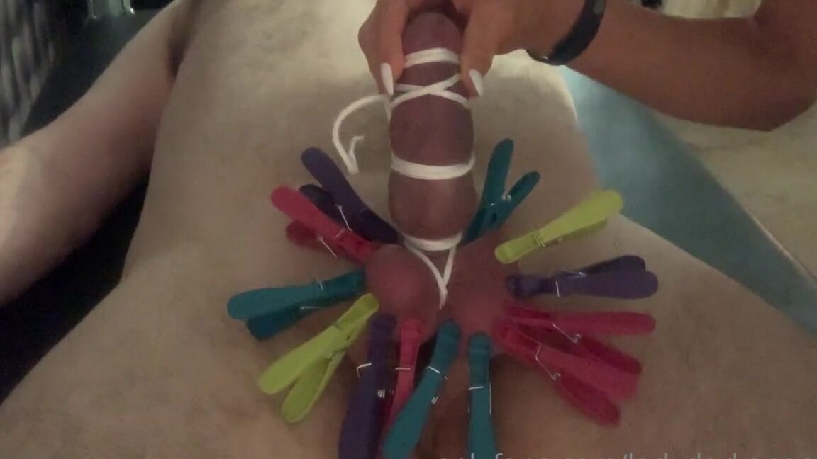 Ladydarkangeluk Onlyfans String Tied Balls And Cock Pegs And Then What I Do With It Lol
