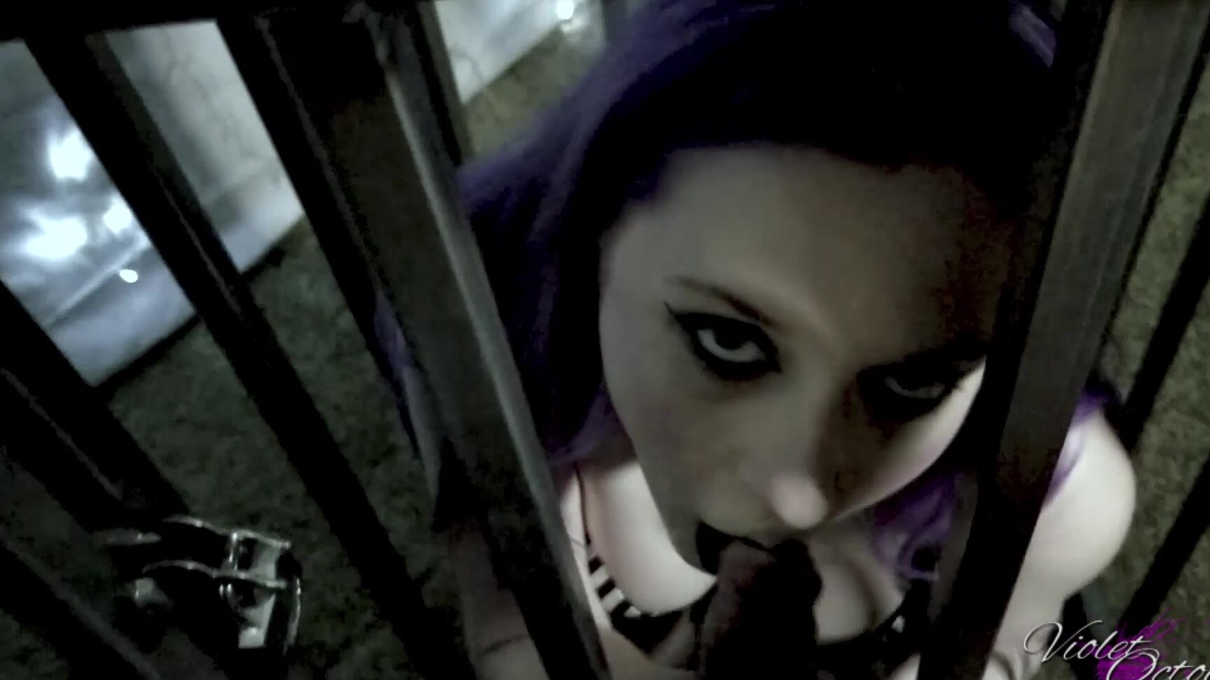 "VioletOctober" bondage blowjobs, cum play, huge tits, pov, slave Caged Submissive Slut Sucks Your Cock manyvids