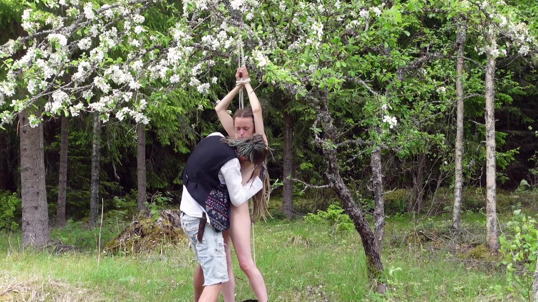 RosenbladX tied up in a blooming apple tree rosenlundx  Pornhub
