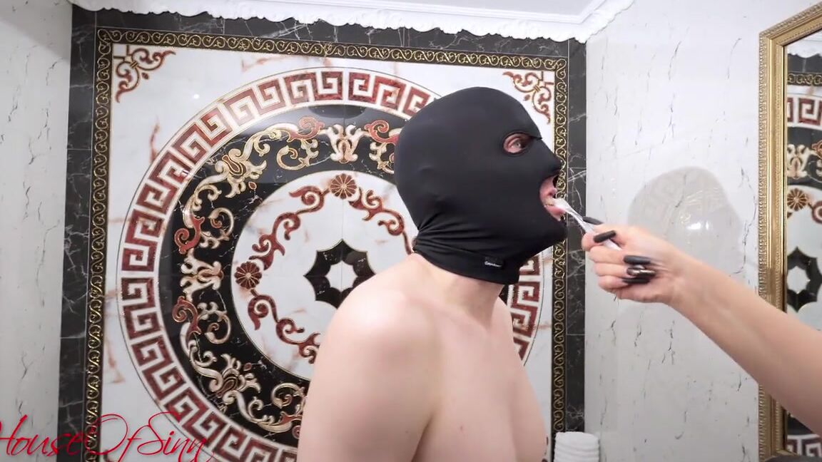 house of sinn toilet humiliation punishment mistress lexy noir makes him clean her toilet with a toothbrush_RY Clips4Sale