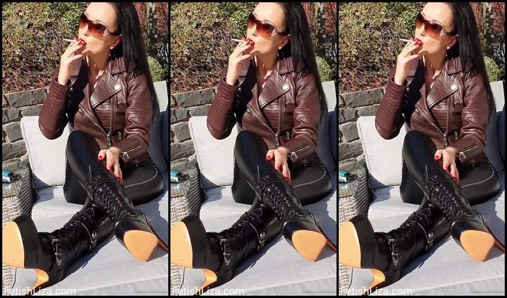 Fetishliza Onlyfans Relaxing Smoking And Teasing You In Leather