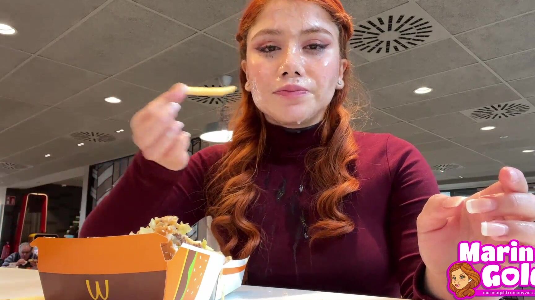 cumwalk, blowjob, bukkake, facial Marina Gold - CUM DRENCHED Teen Eats A Burguer Bukkake SiteRip