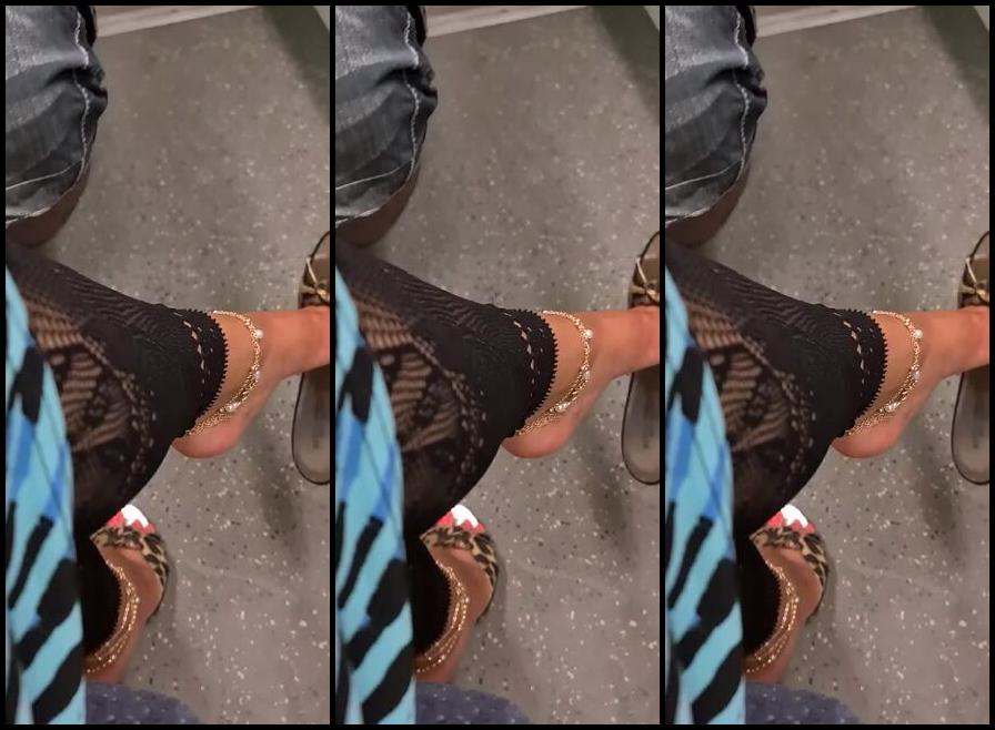 Feetbysherri Onlyfans Shoe Dangling And Teasing Next To A A Guy On The Train