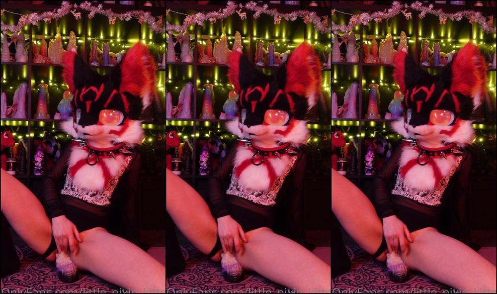 Little Pixie Kitten In My Fursuit Head Riding Medium Slavermaw From The Wicked Hunt