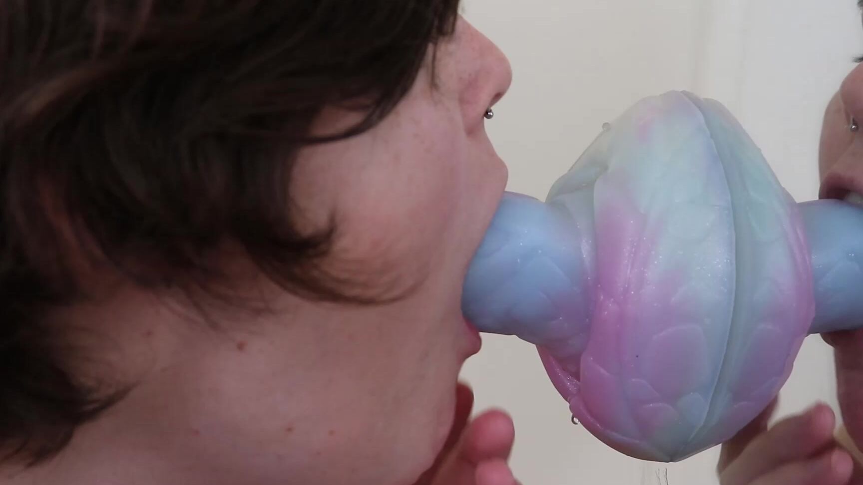 Transgender, Amateur, Blowjob, Dildo Sucking, Gagging ohboybibs mirror blowjob with opal dildo ManyVids