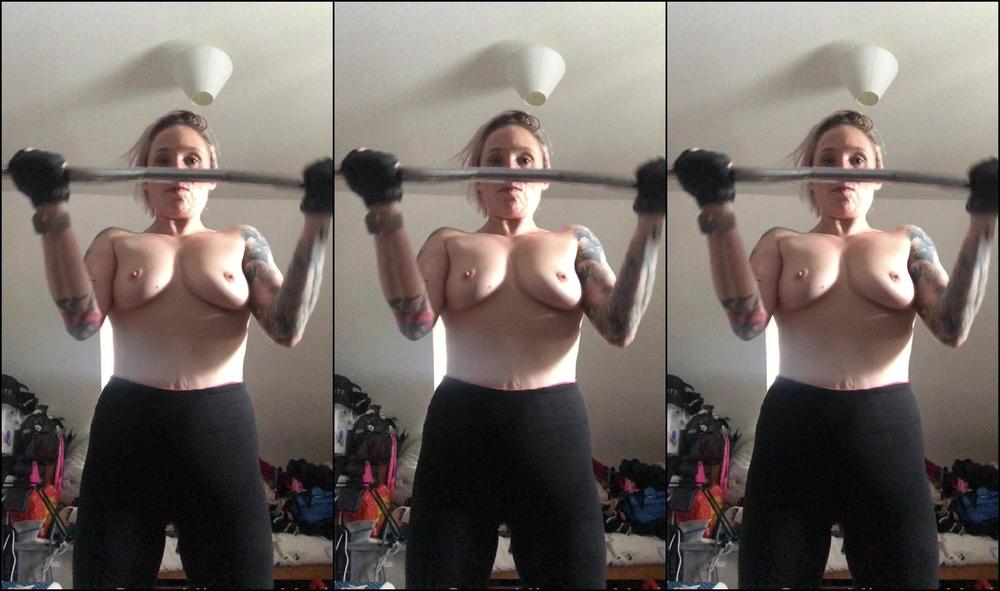 Miss Ruby Marks Fitness Voyeur Topless Ez Bar Curls Kg Not Just For Titillatio