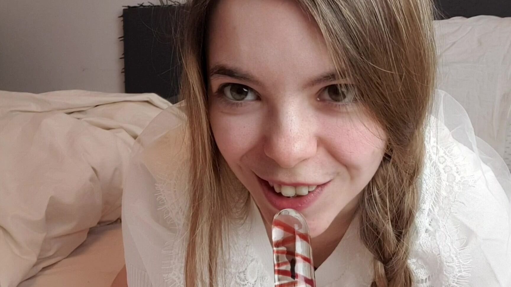 Linaroselina Schoolgirl Plays With A Candy Cane