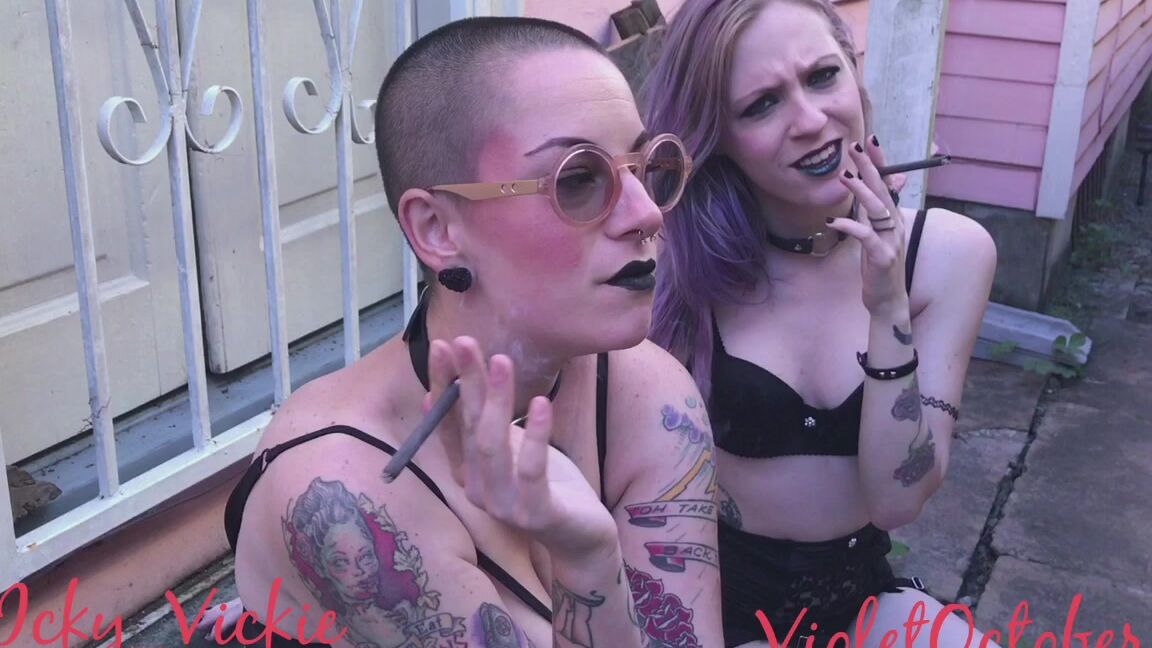 Brat Girls, Dehumanization, Goddess Worship, Human Ashtray, Smoking violetoctober goth girls make you their ashtray ManyVids