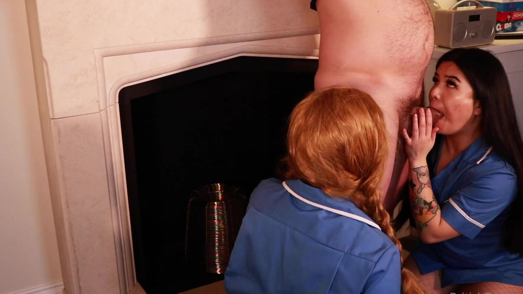 Britishteens Two British Nurses Drop To Their Knees And Suck