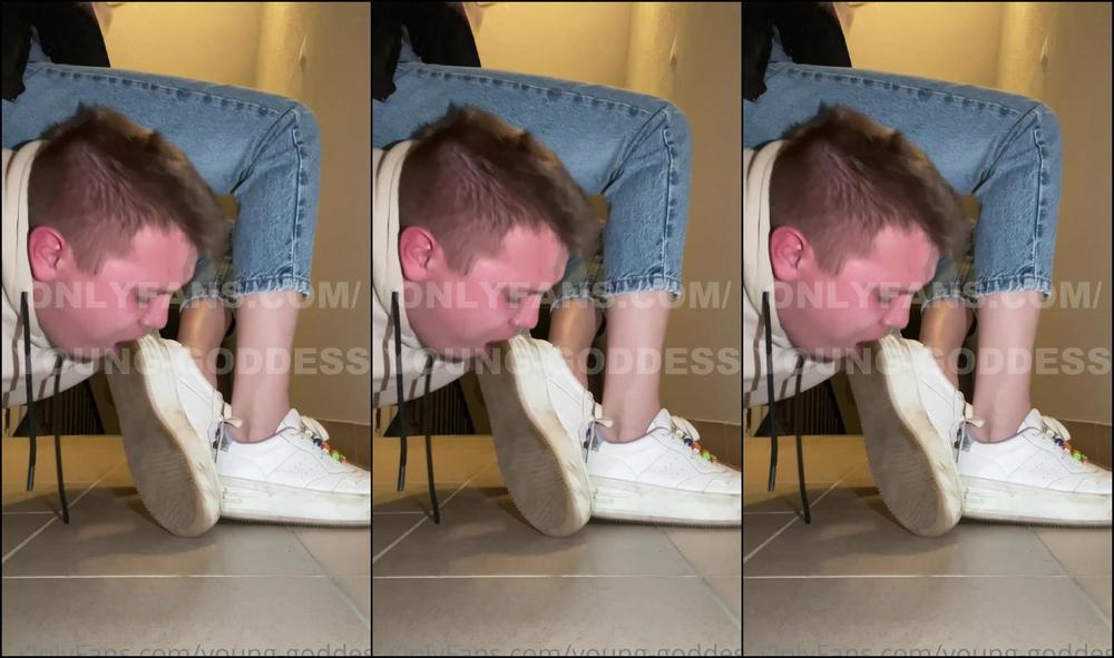 Young Goddess Just Humiliated My Pathetic Slave In The Stairway