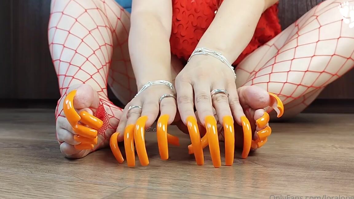 Lora Long Nails Nicknamed Loralongnails Onlyfans Asmr Toenails Tapping Orange Nails