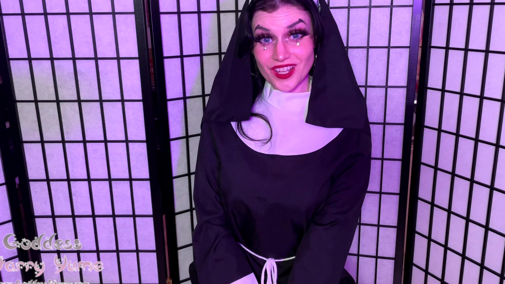 "Starry Yume" ball busting, cbt instruction, cosplay, instructional, role play, sfw nun forgives sins instructs ballbusting manyvids