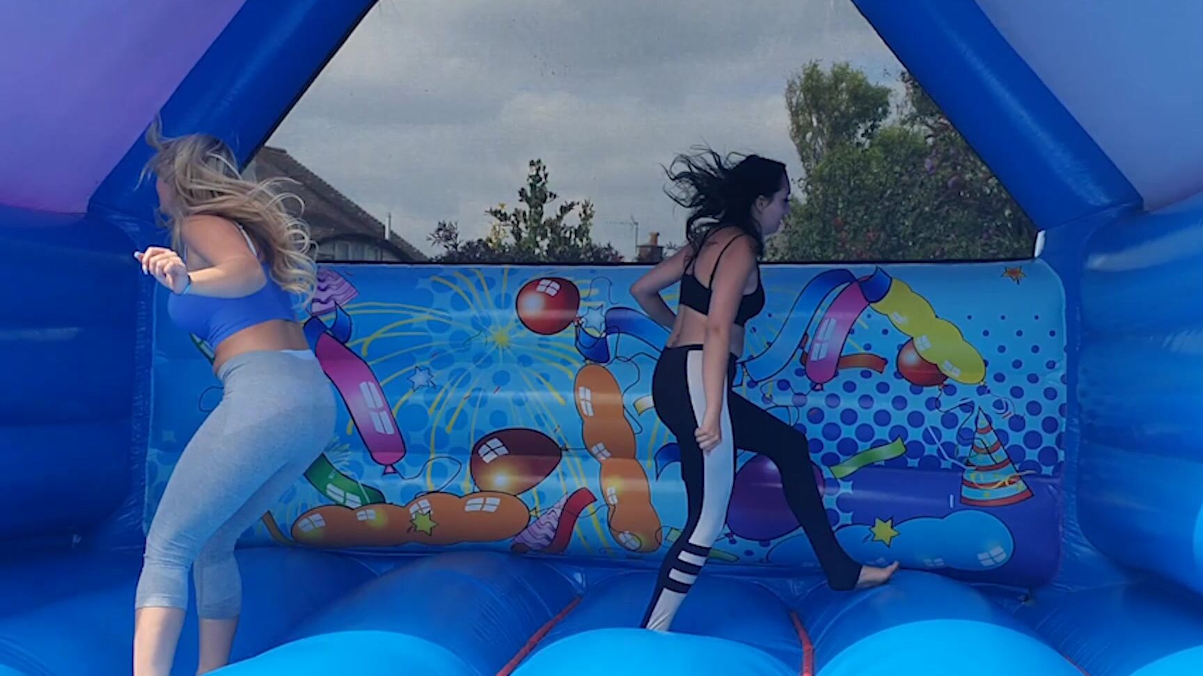 "PeachySkye" bouncing boobs, brat girls, girl girl, inflatables, inflatables non-pop Are you watching us bounce manyvids
