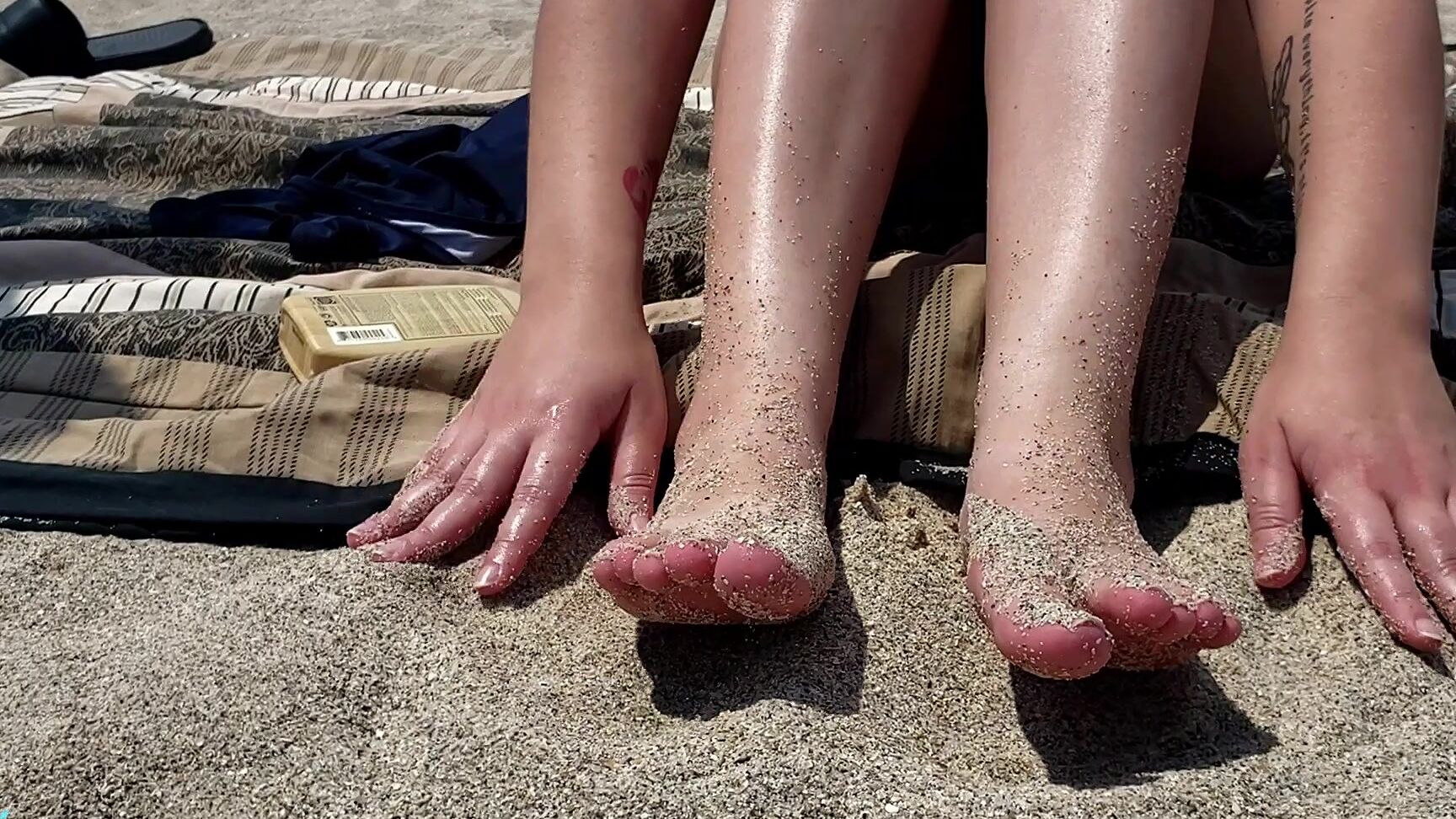 Aglaeagroup Tits Out And Toes In The Sand