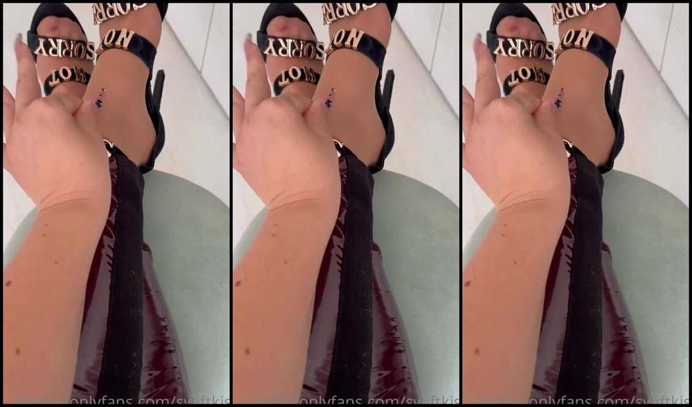 Swift Kiss Nicknamed Swiftkiss Onlyfans Nylons Under My Pvc Leggings Touching And Teasing You With My Shiny Tight Legs And Perfect Camel