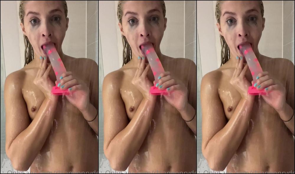 Rhiannonryder Dildo Fucking My Mouth And Pussy In My Shower After Gym