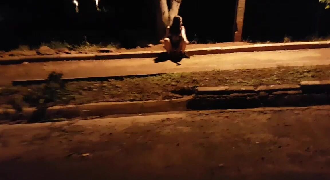 Sweet teen cum play on the road at night Manyvids