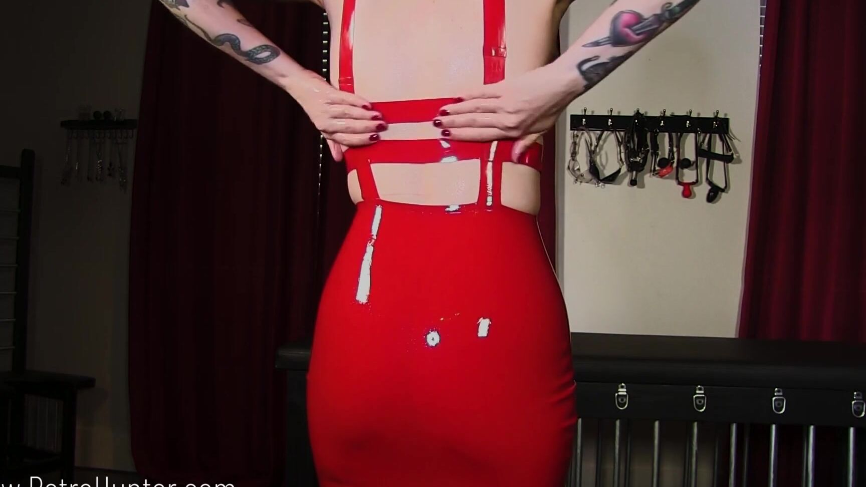 topless red latex dress tease mistress petra hunter PornHubpremium