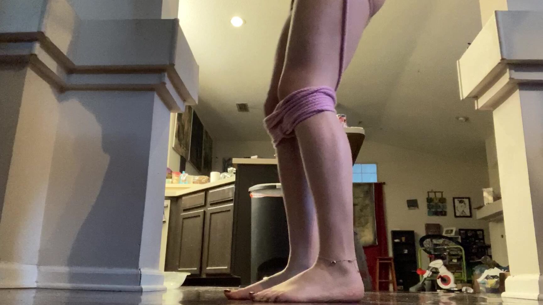 BDSM, Bondage, Hopping, Rope Bunny naked tied up and hopping around ManyVids