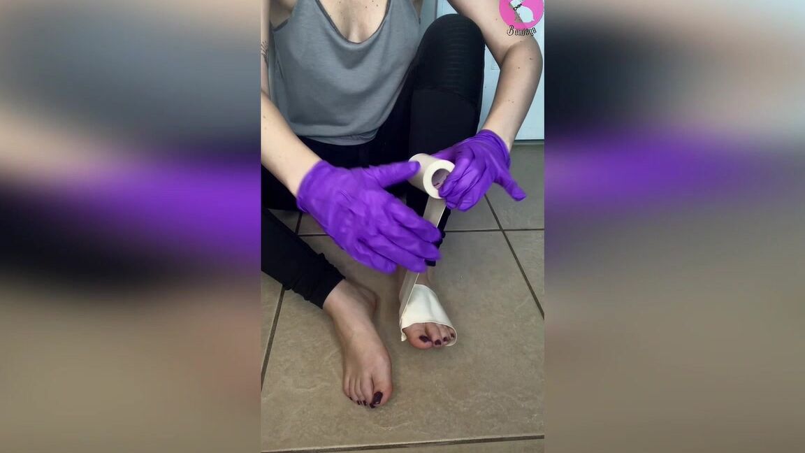 Medical Fetish, Feet, Foot Fetish, Bondage, Latex medical feet wrap ManyVids