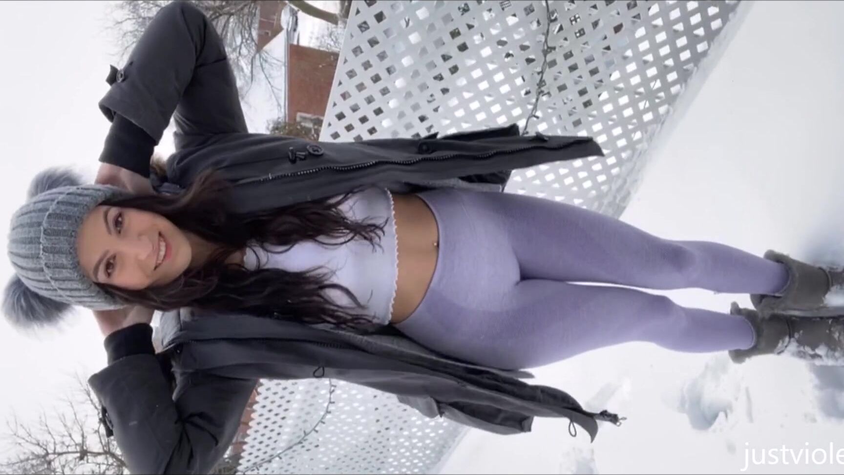 Justviolet Stripping Down Outside In The Snow