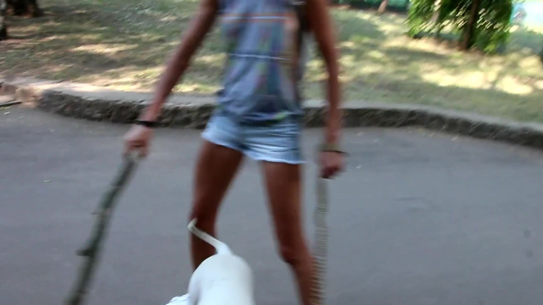 hothandyman Sexy jeans Shorts Side boob and Nip slip during pitbull walk in the city(1) Pornhub