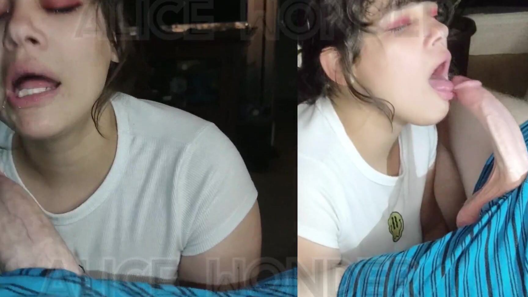 Alice Wonder Side by Side Comparison of POV & Side Angle Sensual BWC Deepthroat Blowjob - Split Screen Pornhub