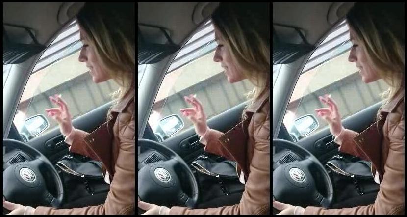 Michellemoist Cruising In The Car Smoking A Cig