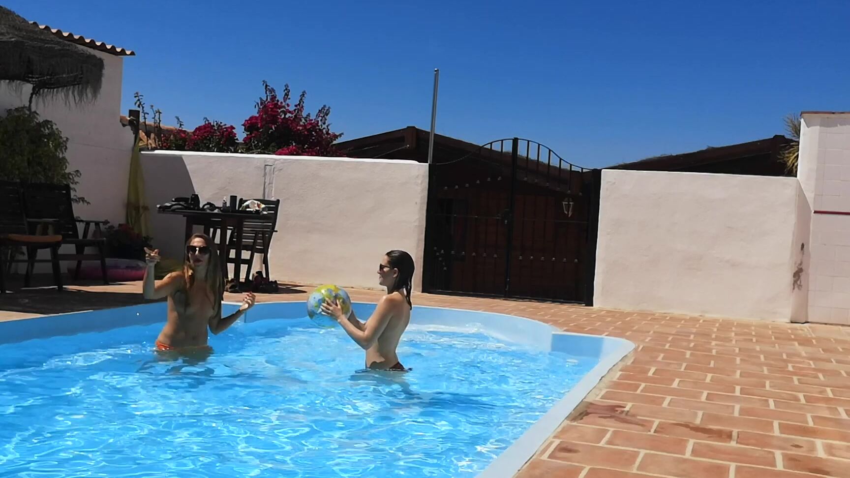 "ScarlotRose" behind the scene, girl girl, outdoors, swimming, swimwear Pool time fun with Monika Lara Smith manyvids