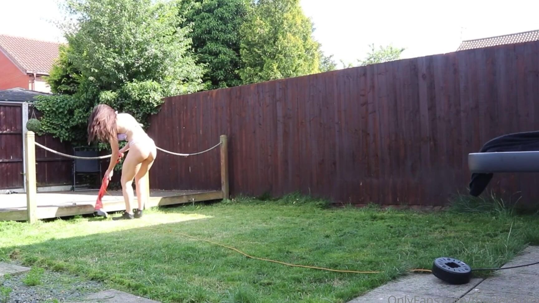 Cleosummers Vip Bikini Clad Gardener Available Can Provide Own Lawnmower Bikini Worn As Standard But W