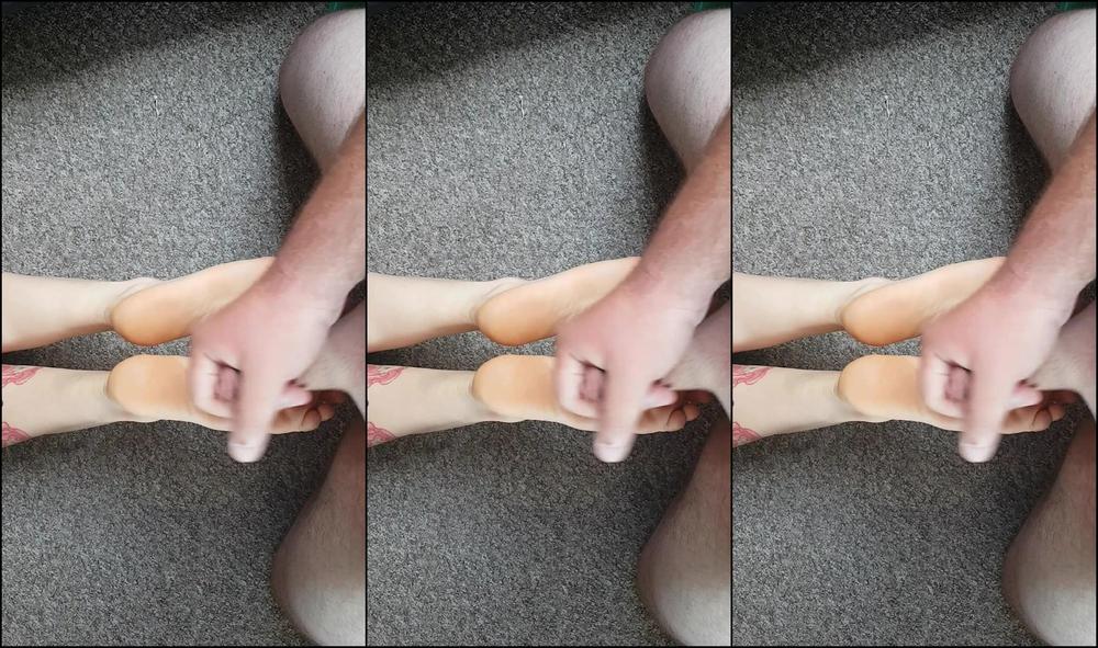 Adreena Angela Llimetres Away From His Cock Teasing Sub With The Foot Job He Isnt Going To Get