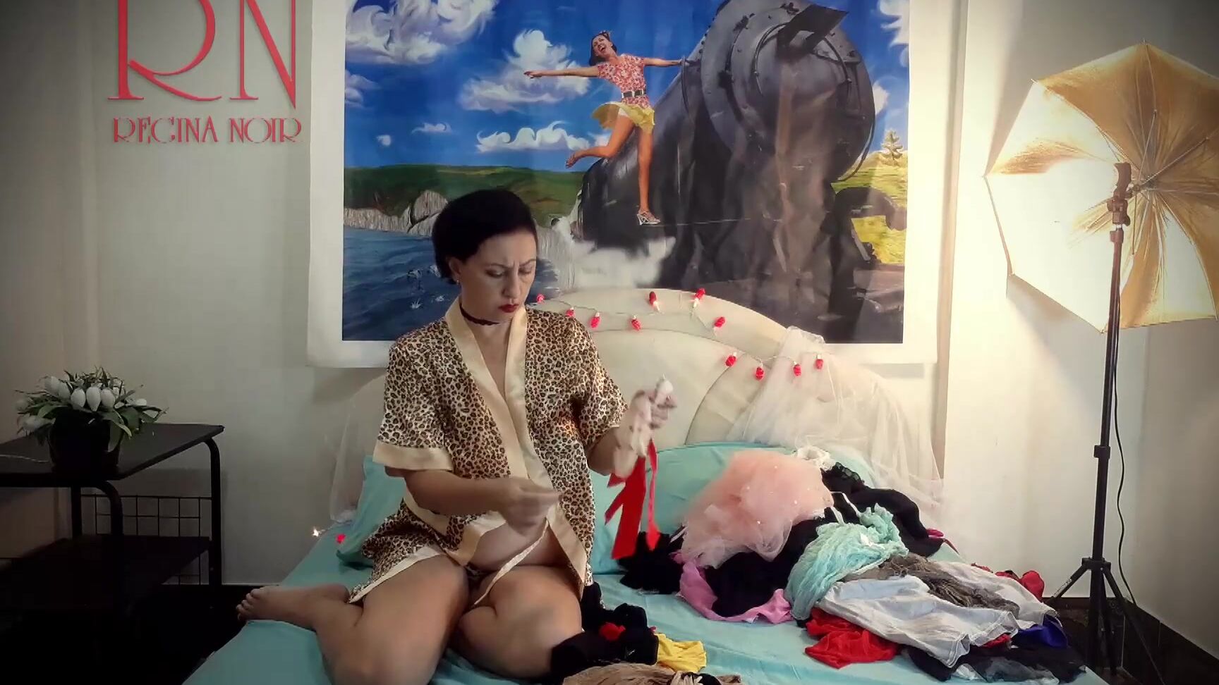 "REGINA NOIR" Maid, Housewife, Fuck Maid, Lingerie, Stockings, Nude Maid, Vintage, Retro, Socks, Bra, Corset, Tights, Innocent, Peignoir, Cutie, Naughty, Suggest REGINA NOIR Lady takes off her leopard silk robe and panties and puts on white underwear