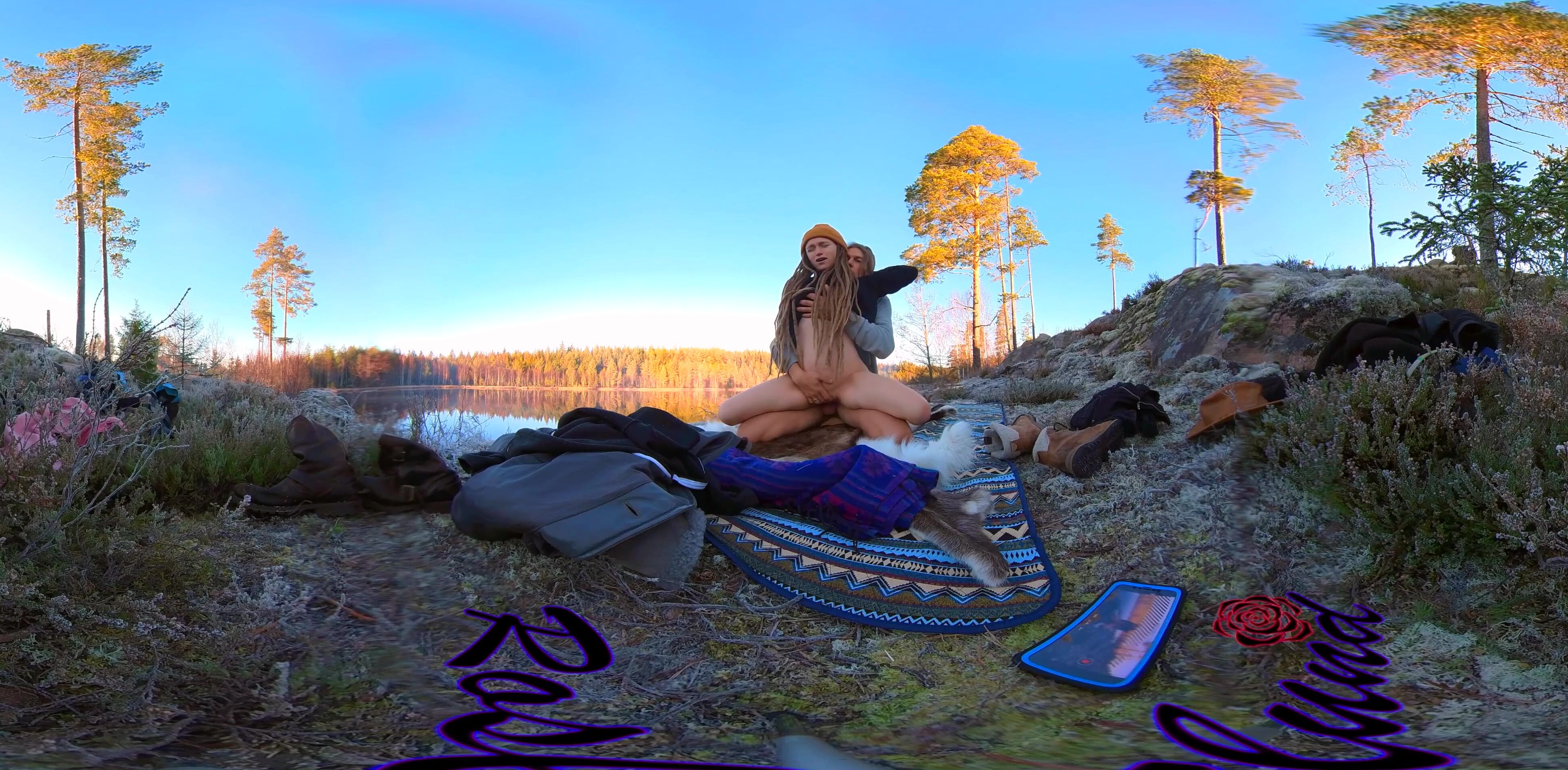 RosenbladX sex on a reindeer skin next to a forest lake rosenlundx vr 360 5 7k 30fps Pornhub