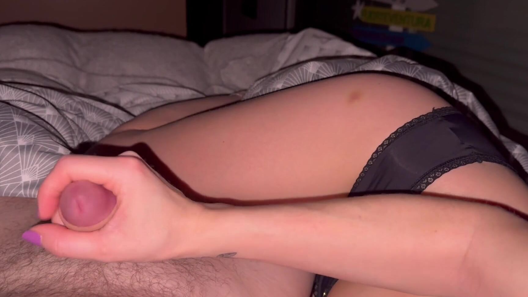 I Touch His Hard Cock In The Middle Of The Night And Help Him Cum When He Starts Jerking Off Pornhub Com