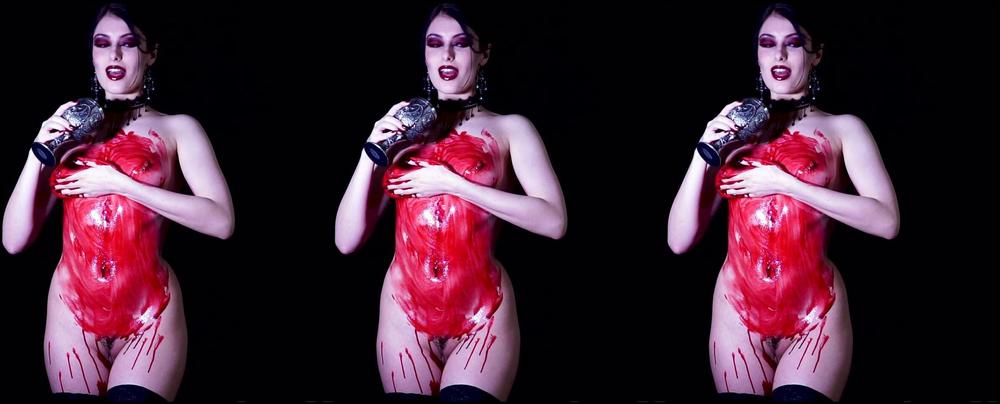Cosplay, Halloween, Strip Tease, Vampire, Wet & Messy junemoorexxx red eyes red lips vampire striptease ManyVids