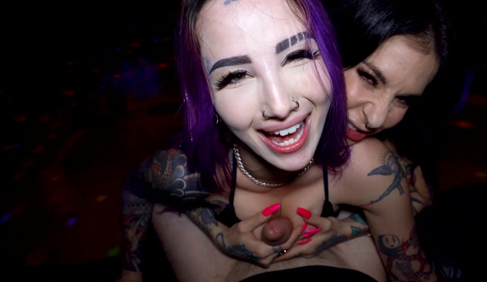 Stockings, Strippers, Big Tits, Girl, Cumshot, Titfuck, Threesome, Squirt, Facial, Cumswapping, Hardcore, Tattoos, POV Joanna Angel, Valerica Steele - VIP Room 3Some with Joanna & Valerica SiteRip