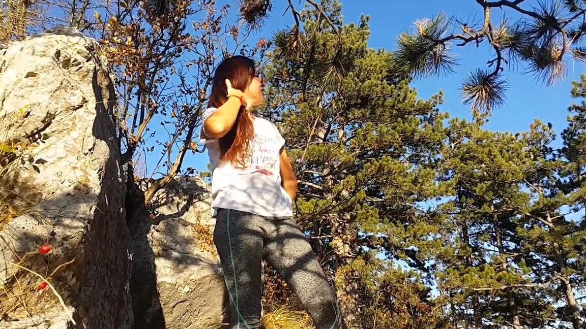 dream4angel open pussy sunbathing watering during group tour to city view point Pornhub