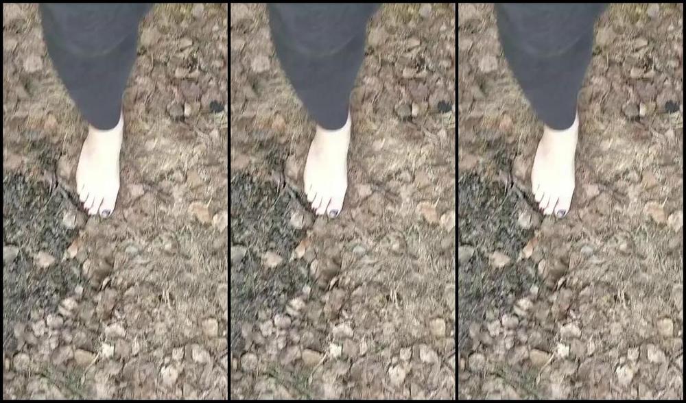 Frejas Submissive Feet Nicknamed Frejassubmissivefeet Onlyfans Painful Barefoot Walk On Rocky Ground I Like This Little Place By The River Not Only