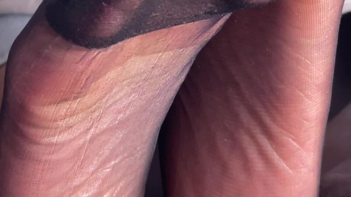 Nylon Worship, Feet, Ebony Foot Fetish, Foot Fetish, Amateur, SFW black nylon removal under the covers ManyVids