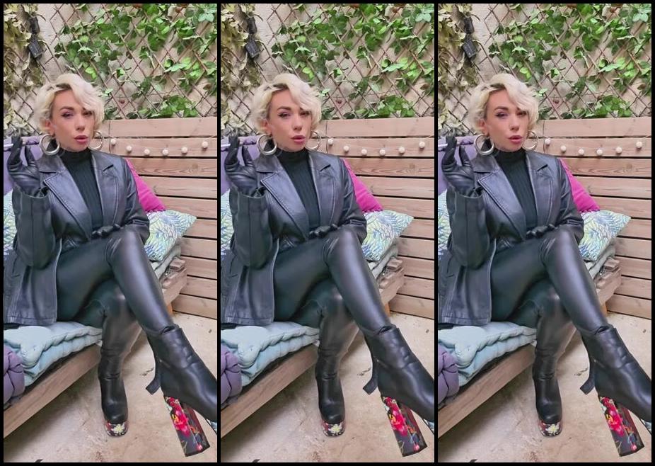 Queen Kinkerbell Nicknamed Kinkerbell23 Onlyfans Alllll Leather Head To Toe Short Hair Big Hoops And Big Chunky Heels Another Perfect Outfit