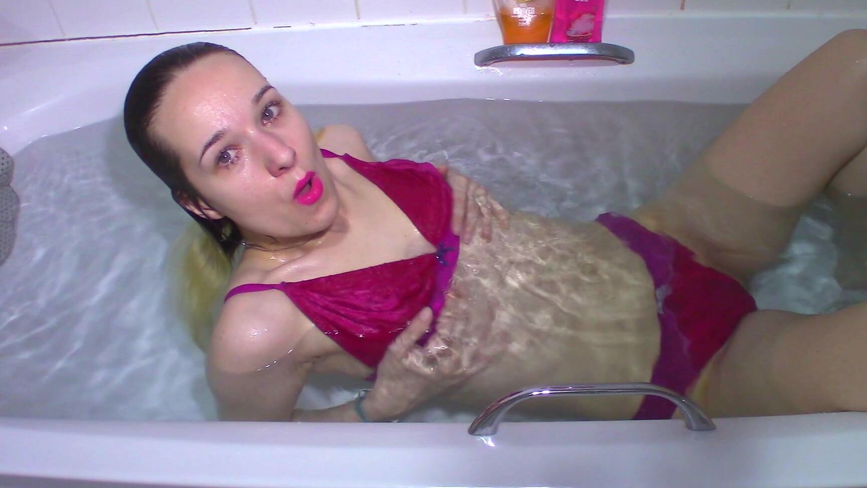 "Goddess Vanessa" masturbation, lace/lingerie, underwater fetish, wet & messy, wet look Underwater PINK Lingerie Masturbation manyvids