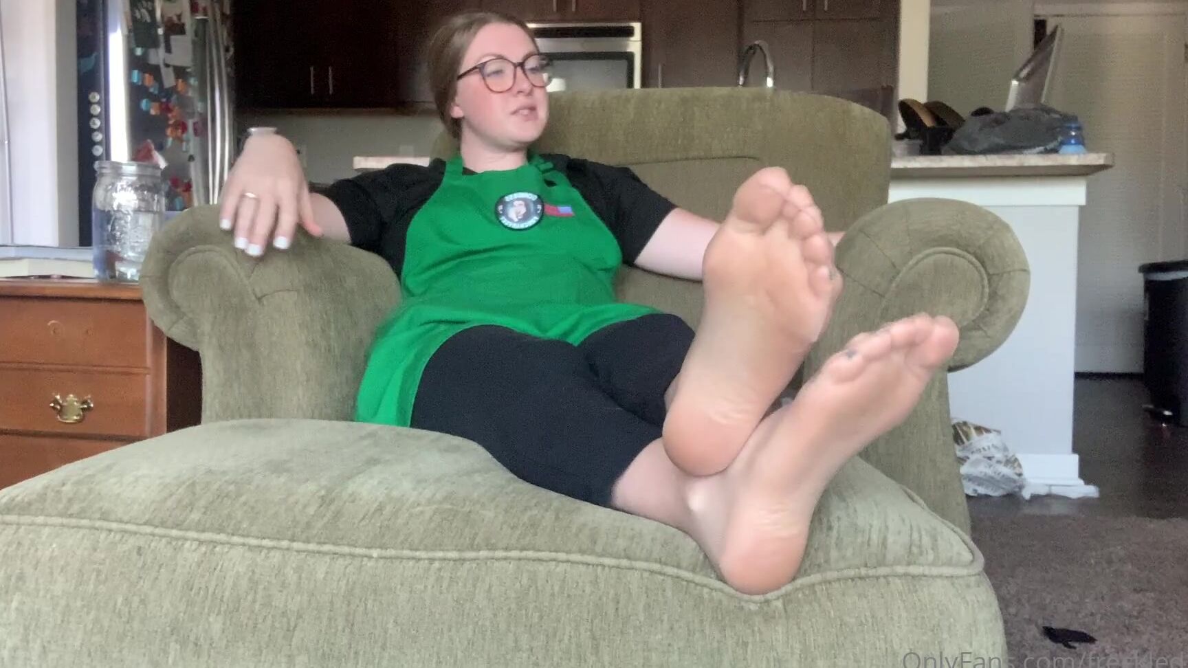 Freckled Feet Your Barista Girlfriend Gets Home From Her Hour Shift Wearing Nylons