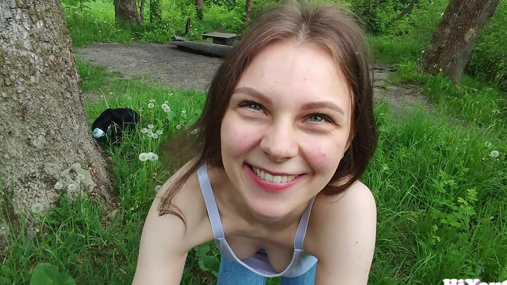 hiyouth Cute Stepsister teases with her boobs outdoor. I had to fuck her right on the rock. Pornhub