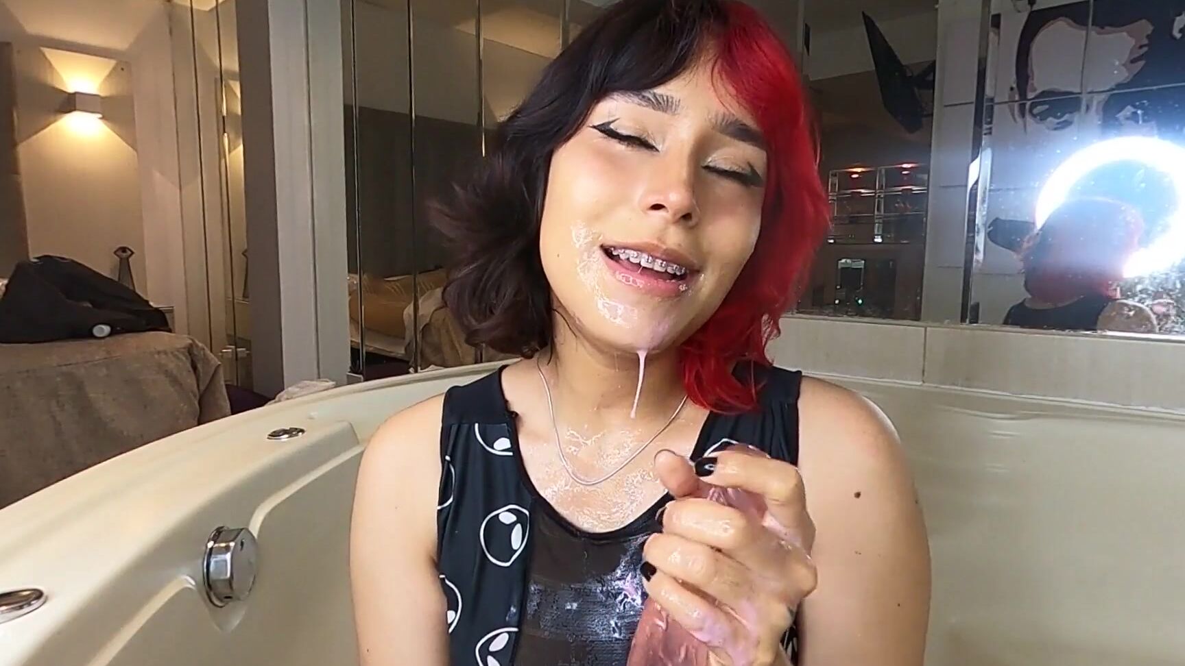 Deepthroat, Gag Reflex, Gagging, Pee, Running Gag sweetalienbunnyy dirty jacuzzi bath ManyVids