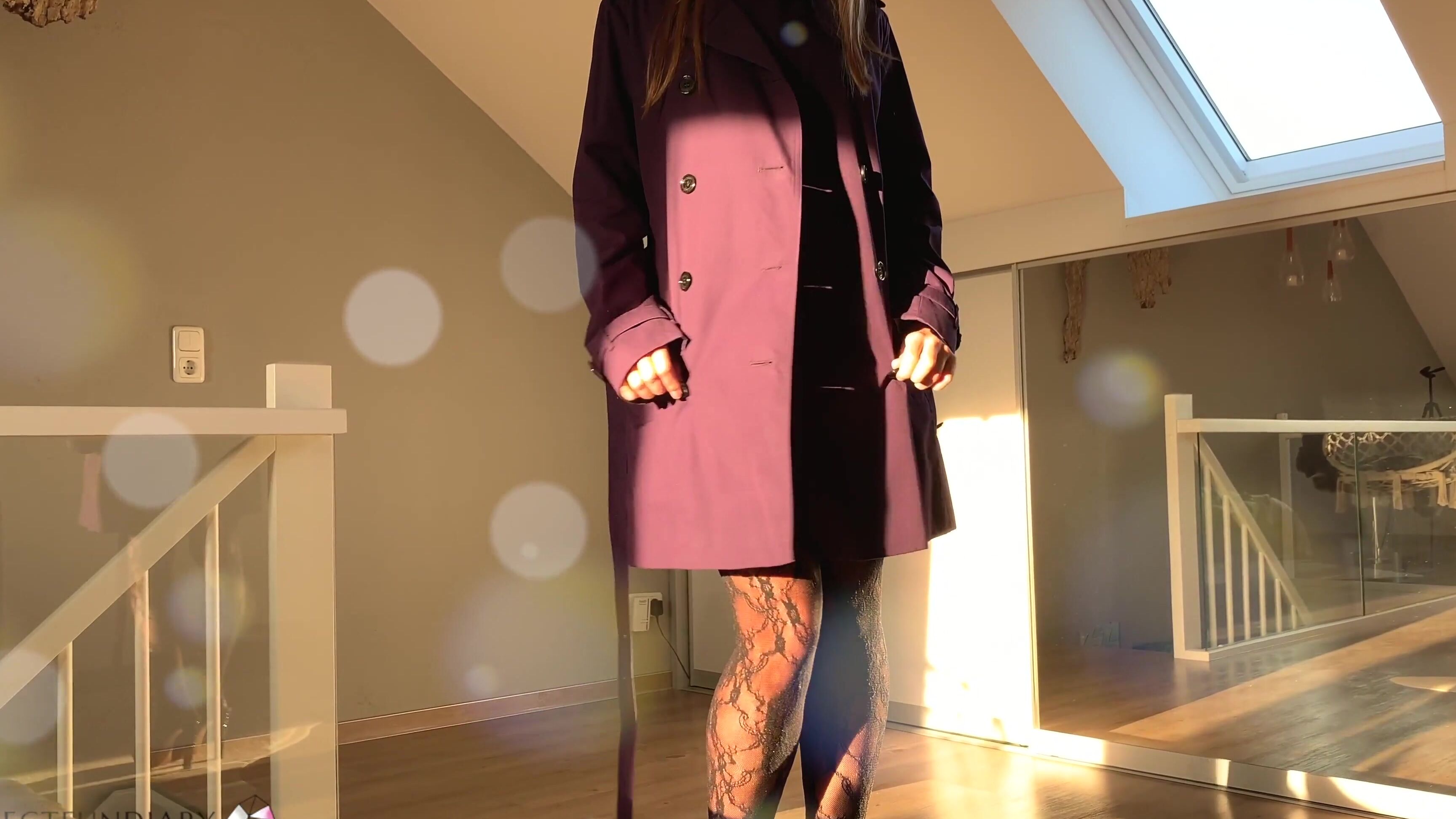 Projectsexdiary 166.luxury girl in Burberry trenchcoat strips   projectsexdiary xhamster