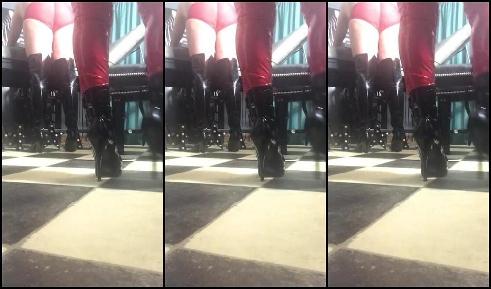 Mistress Athena Nicknamed Mistressathena Onlyfans Sexy Skin Tight Red Pants And Shiny Black Boots To Match Watch Me Strike My Legs